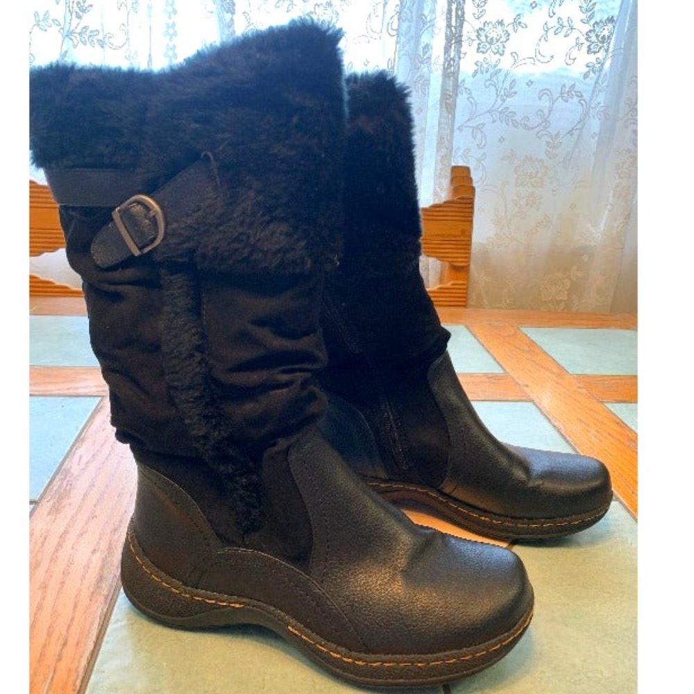 Kim Rogers Embassy Emelson Black Suede Faux Fur Zip Up Snow Boots Edith Sz 7 1/2